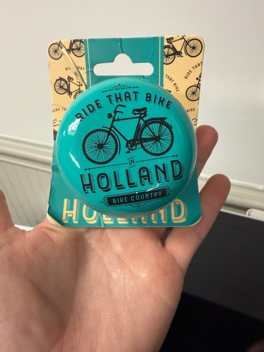 "Ride That Bike In Holland" souvenir bicycle bell for a Bike